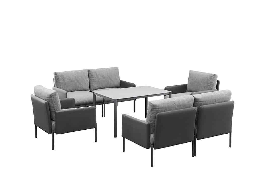 Arona 2 zestaw mebli ogrodowych z wysokim stolikiem meble modułowe aluminium antracyt sofa fotele ogrodowe Zumm