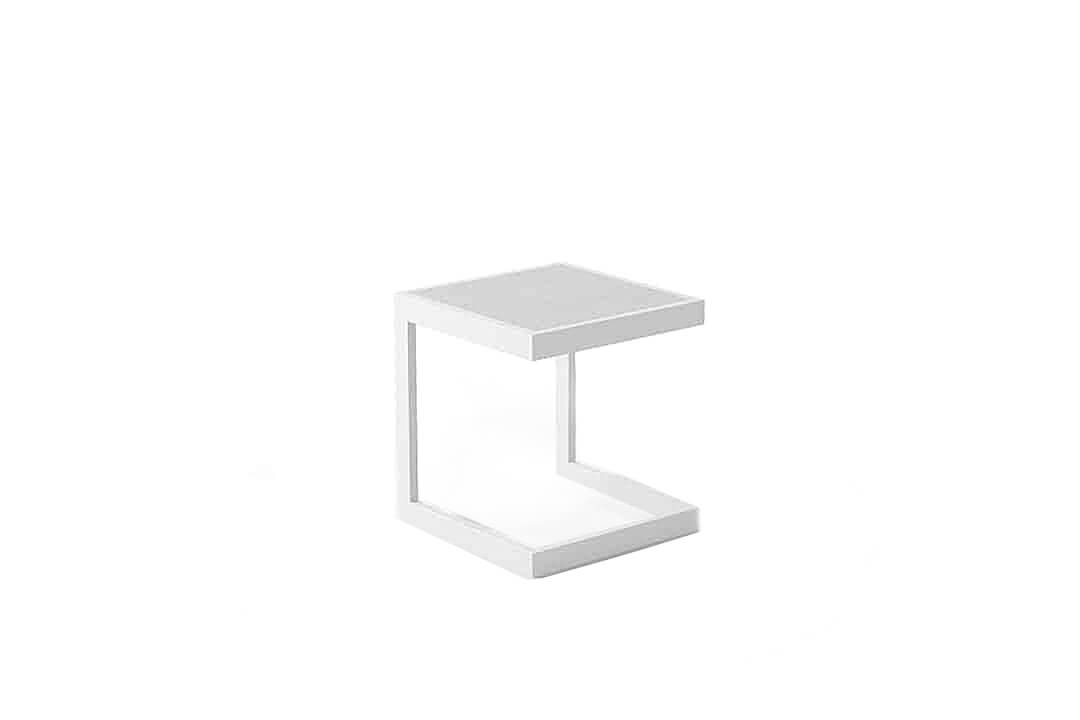 Grenada nowoczesny aluminiowy stolik ogrodowy biały blat szkło Zumm