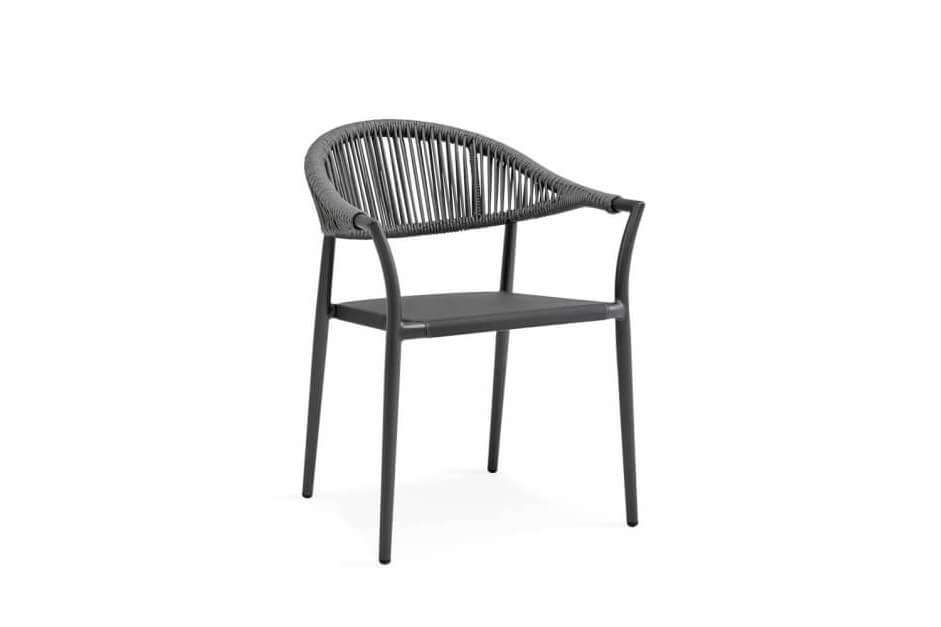 Matera eleganckie krzesło do ogrodu aluminium antracytowe lina Suns