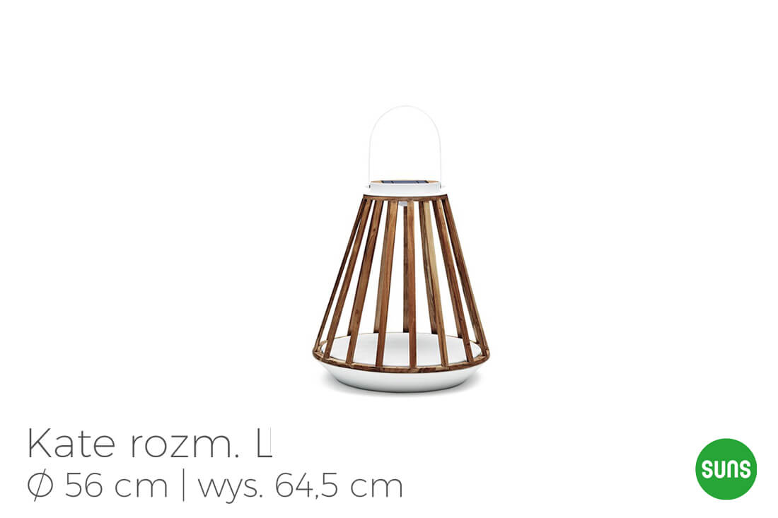 Kate ogrodowe lampy solarne z drewna tekowego, wariant 4785