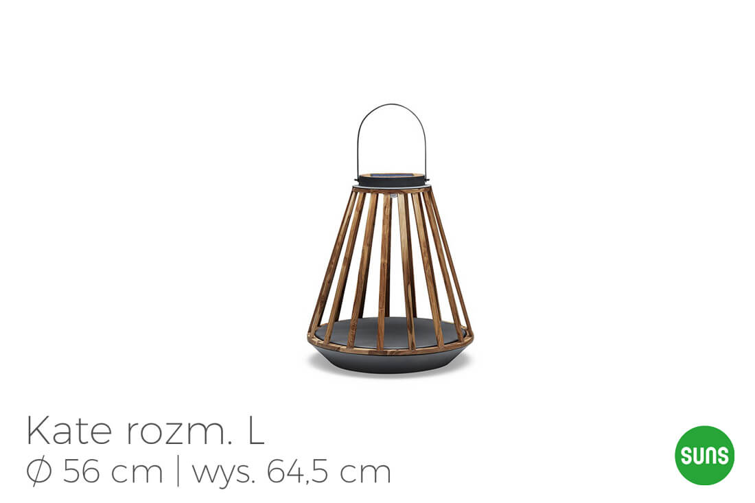 Kate ogrodowe lampy solarne z drewna tekowego, wariant 4784