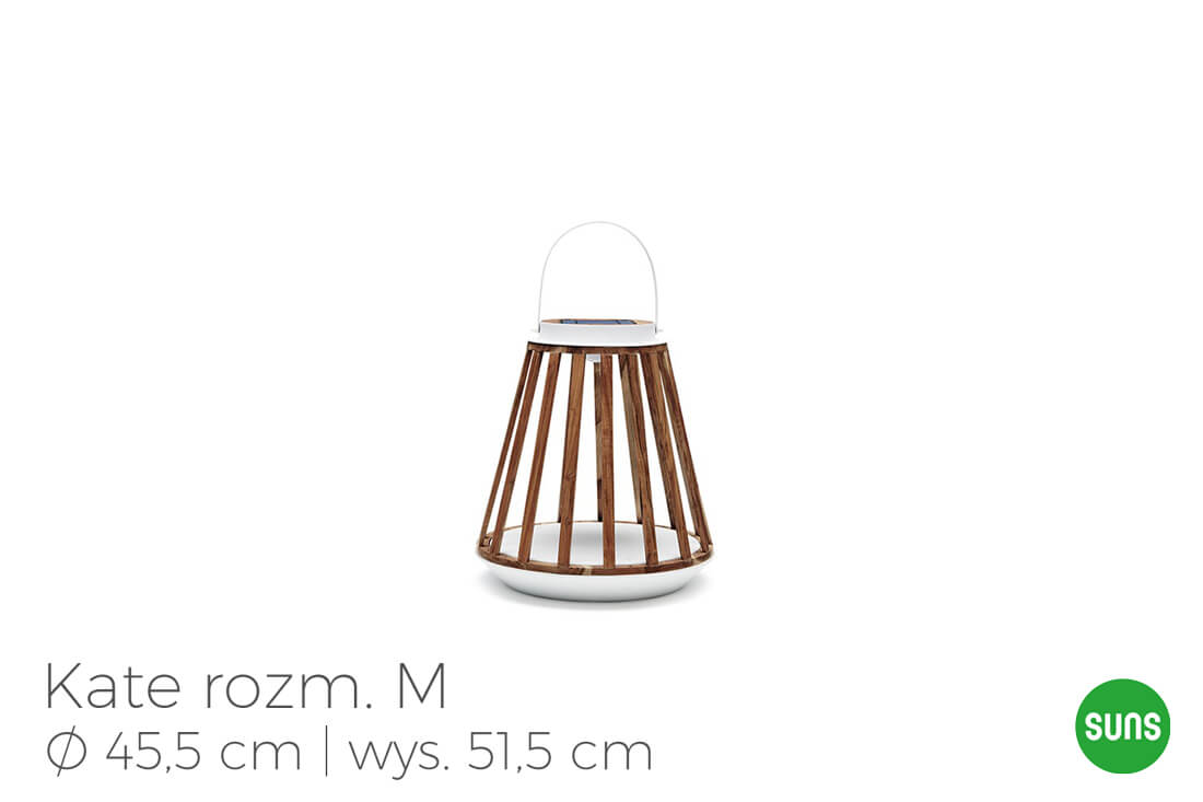 Kate ogrodowe lampy solarne z drewna tekowego, wariant 4787