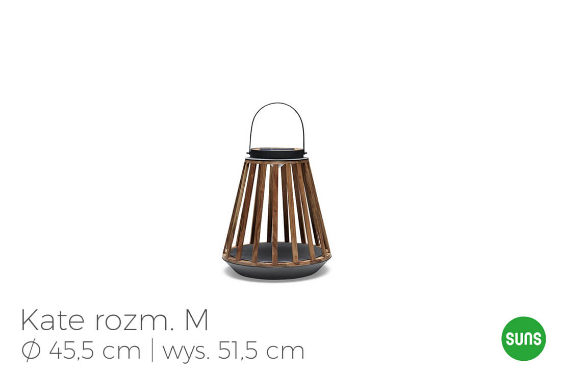 Kate ogrodowe lampy solarne z drewna tekowego, wariant 4786