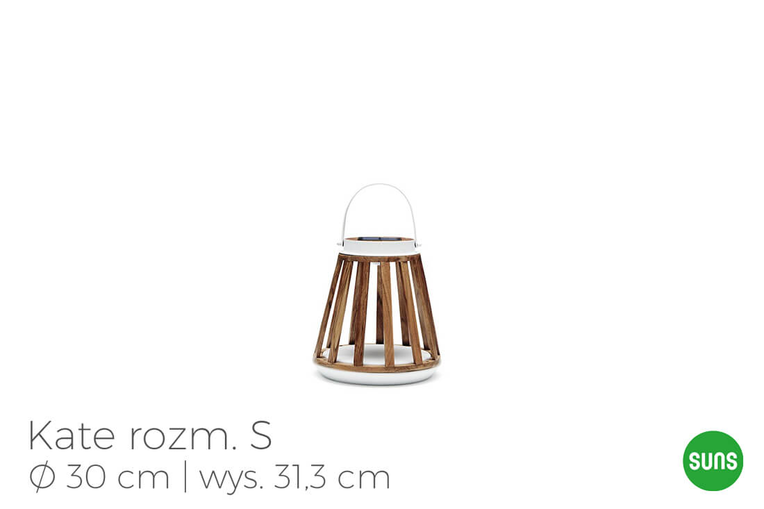 Kate ogrodowe lampy solarne z drewna tekowego, wariant 4789