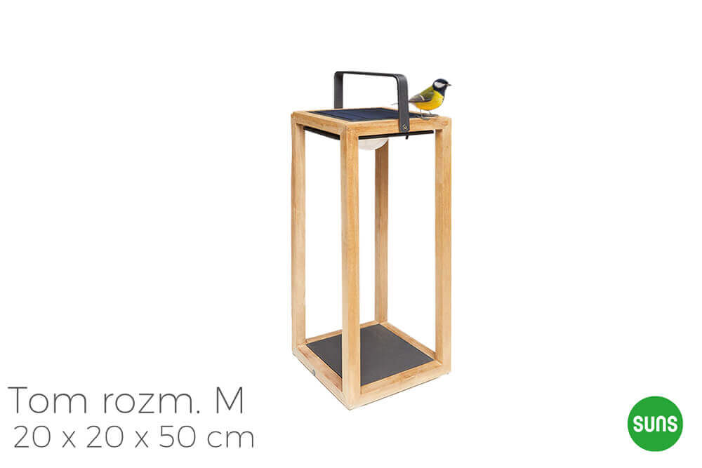 Tom ogrodowe lampy solarne z drewna tekowego, wariant 4759