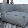 C-2 Edge nowoczesny narożny fotel ogrodowy z tkaniny TroisPommes Home luksusowe meble ogrodowe tkanina Olefin kolor ciemny szary melanż
