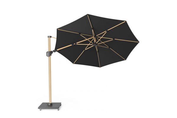 Parasol ogrodowy Challenger T2 Premium Ø 3.5 m OAK okrągły z boczną nogą kolor Faded Black luksusowy parasol ogrodowy