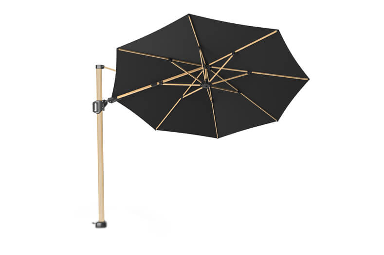 Parasol ogrodowy Challenger T2 Premium Ø 3.5 m OAK okrągły z boczną nogą kolor Faded Black bez podstawy parasole ogrodowe Platinum