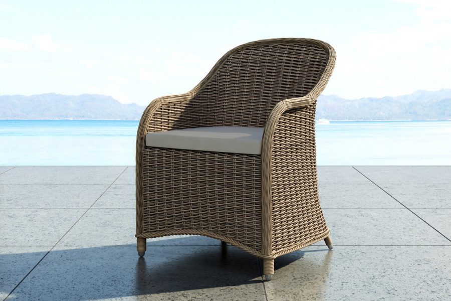 Leonardo elegancki fotel ogrodowy z technorattanu - kolor piaskowy