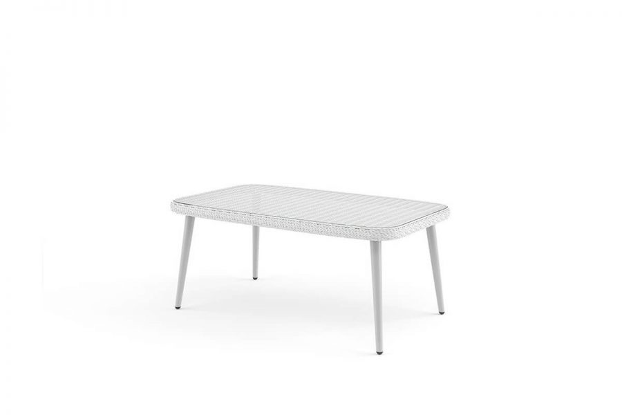 Monza zestaw mebli ogrodowych z technorattanu zestaw wypoczynkowy stolik ogrodowy kolor biały Oltre