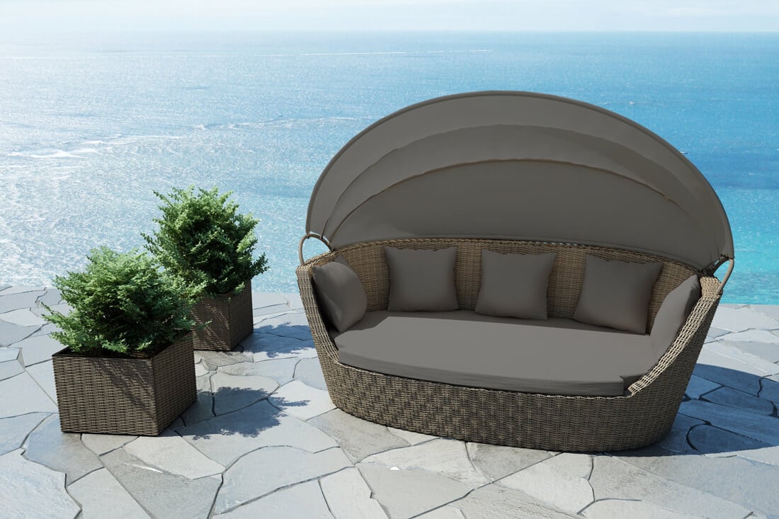 Portofino sofa leżanka ogrodowa z technorattanu z rozkładanym dachem