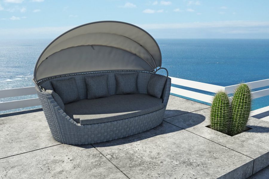 Portofino sofa leżanka ogrodowa z technorattanu z rozkładanym dachem