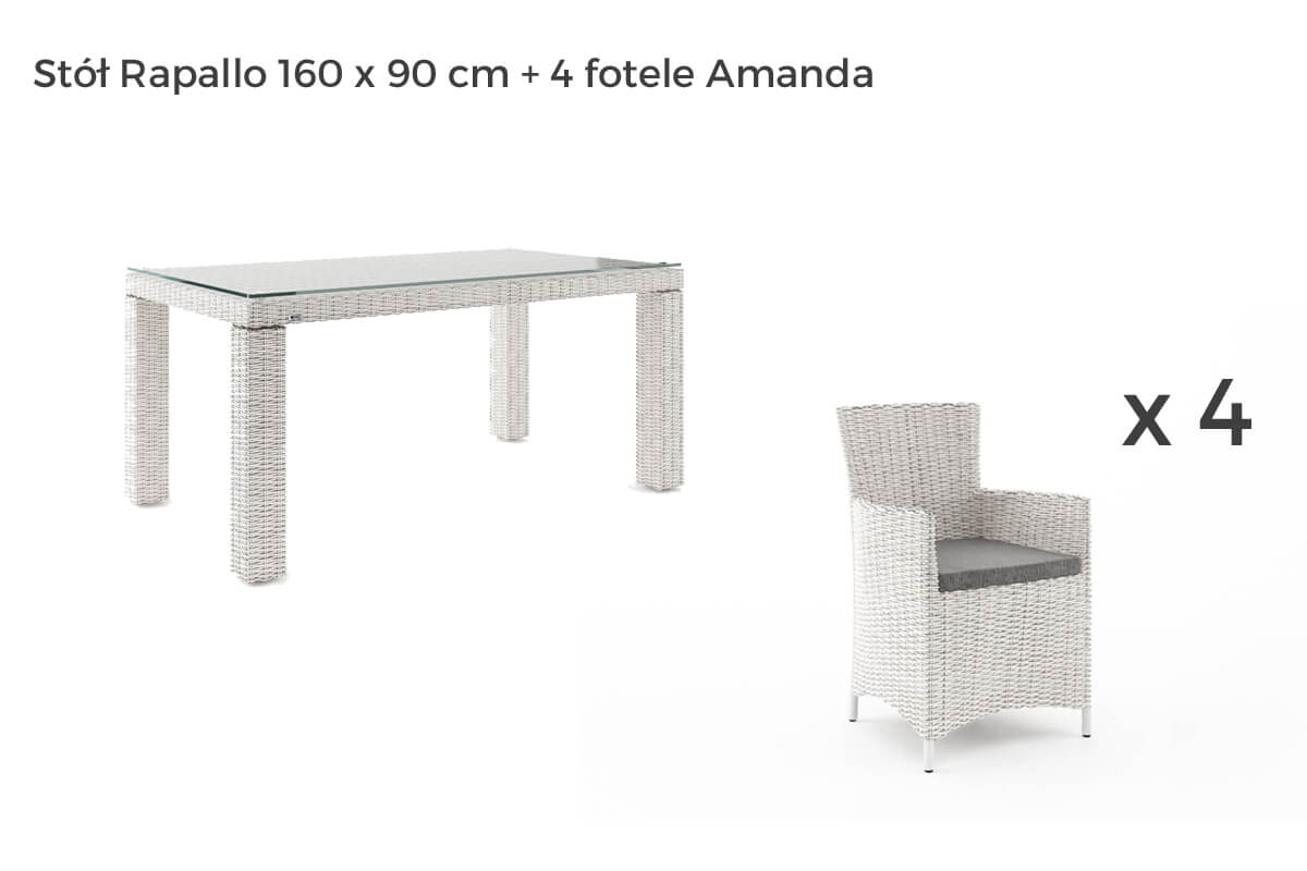 Rapallo Amanda meble ogrodowe technorattan zestaw obiadowy 4-8 osób, wariant 7207 Oltre