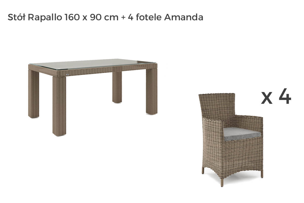Rapallo Amanda meble ogrodowe technorattan zestaw obiadowy 4-8 osób, wariant 7209 Oltre