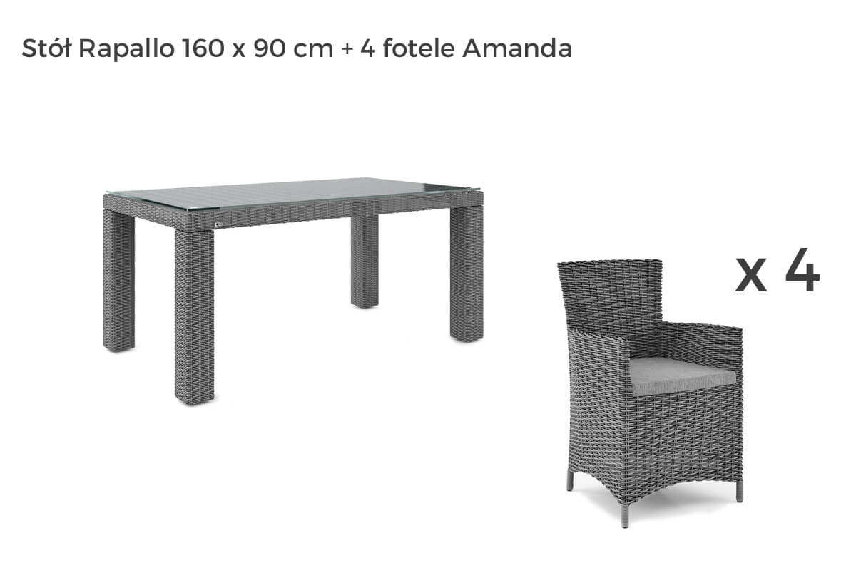 Rapallo Amanda meble ogrodowe technorattan zestaw obiadowy 4-8 osób, wariant 7208 Oltre