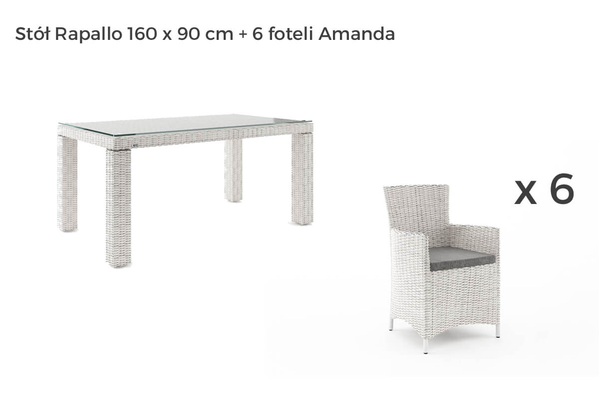 Rapallo Amanda meble ogrodowe technorattan zestaw obiadowy 4-8 osób, wariant 7204 Oltre