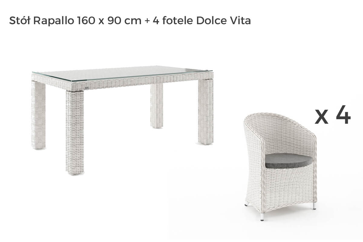 Rapallo Dolce Vita meble ogrodowe technorattan zestaw obiadowy 3 kolory, wariant 7169 Oltre