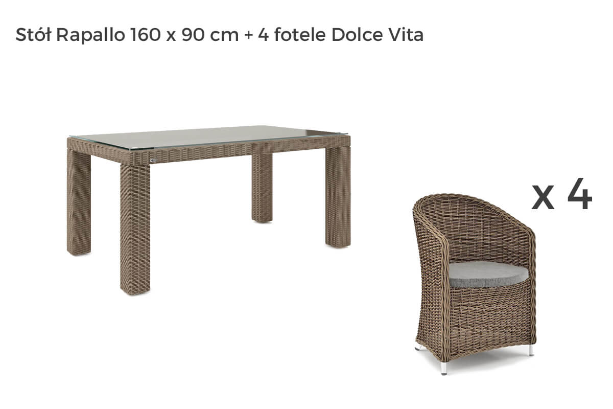 Rapallo Dolce Vita meble ogrodowe technorattan zestaw obiadowy 3 kolory, wariant 7171 Oltre