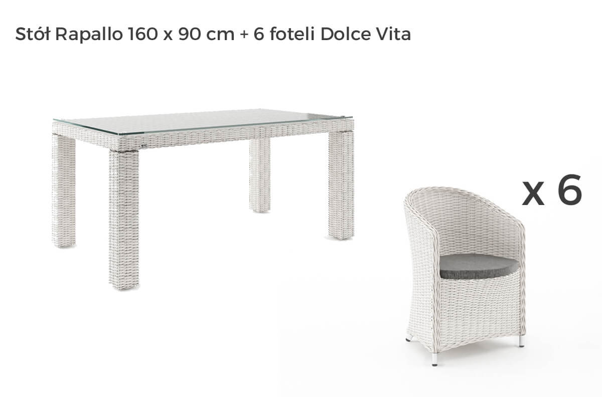 Rapallo Dolce Vita meble ogrodowe technorattan zestaw obiadowy 3 kolory, wariant 7166 Oltre