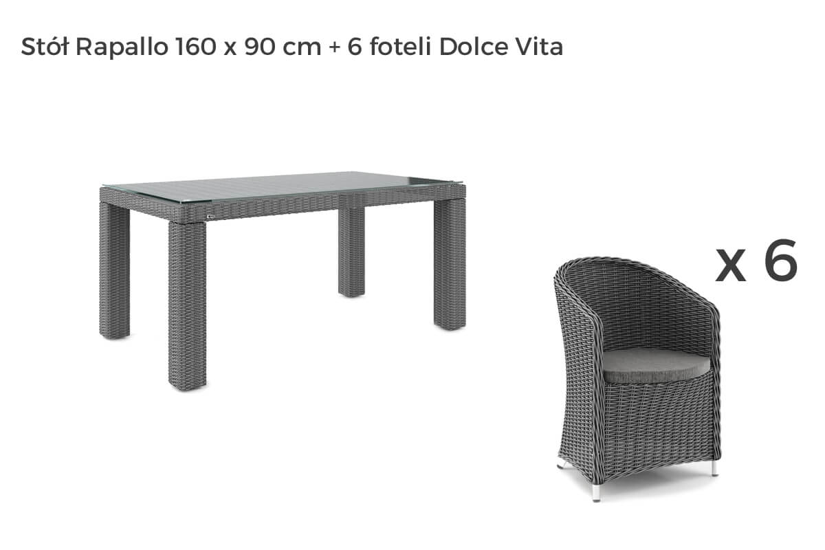Rapallo Dolce Vita meble ogrodowe technorattan zestaw obiadowy 3 kolory, wariant 7167 Oltre