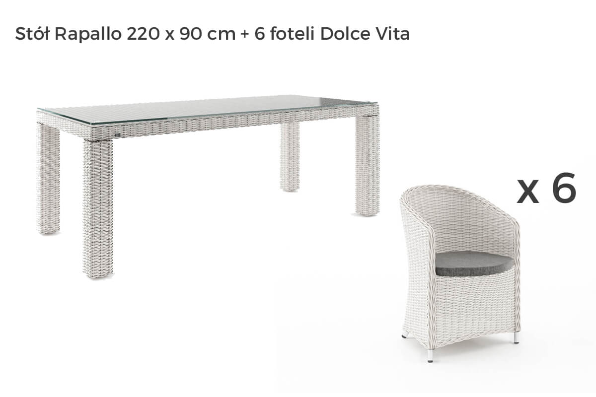 Rapallo Dolce Vita meble ogrodowe technorattan zestaw obiadowy 3 kolory, wariant 7163 Oltre