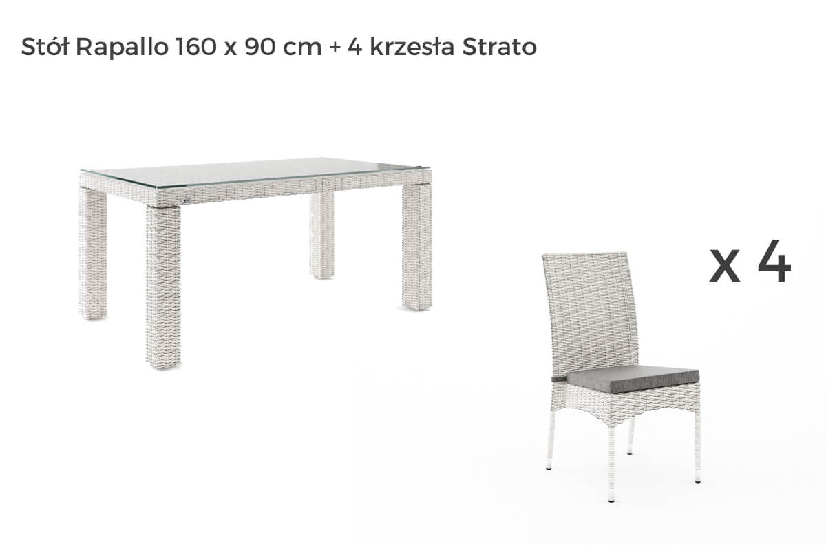Rapallo Strato meble ogrodowe technorattan zestaw obiadowy 4-8 osób, wariant 7255 Oltre
