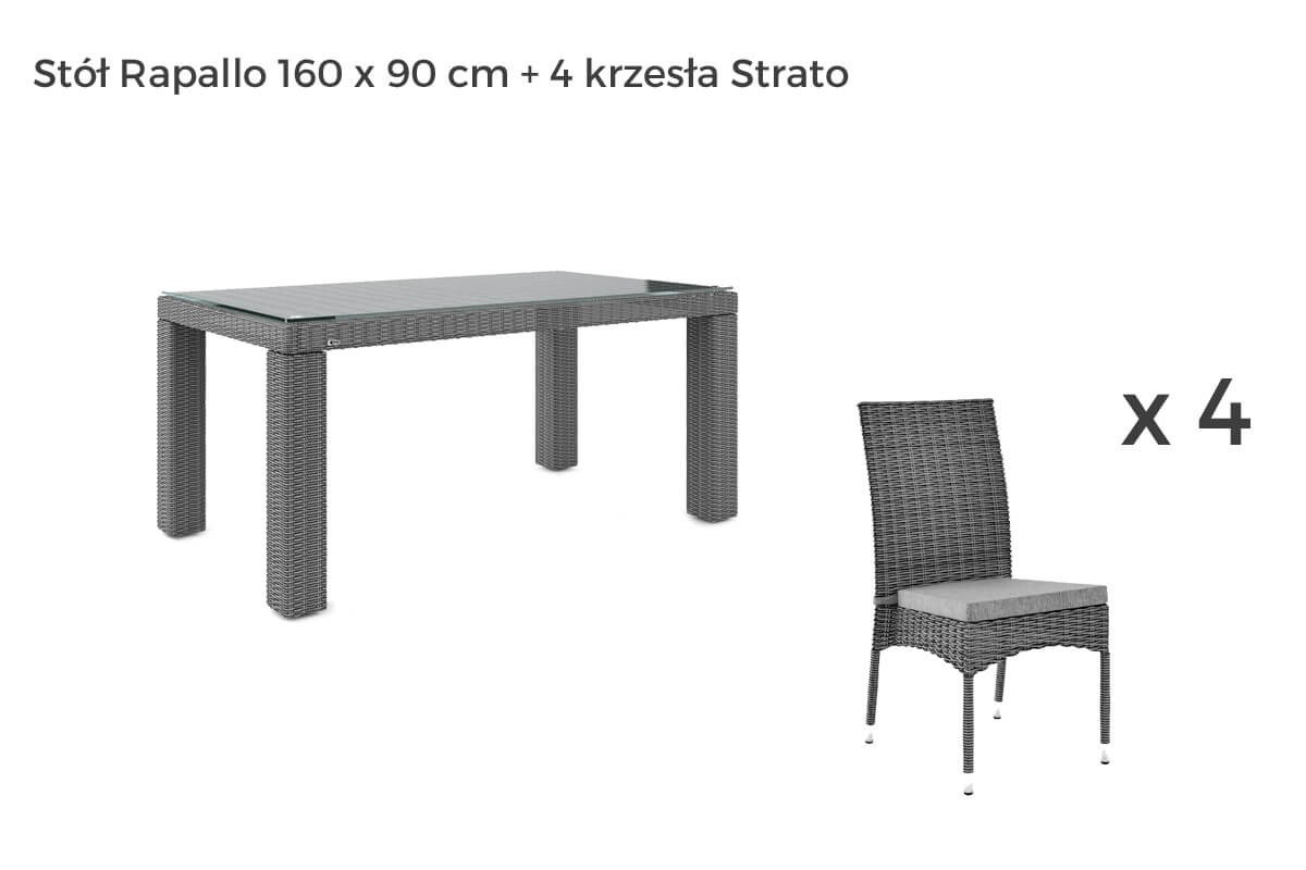 Rapallo Strato meble ogrodowe technorattan zestaw obiadowy 4-8 osób, wariant 7256 Oltre