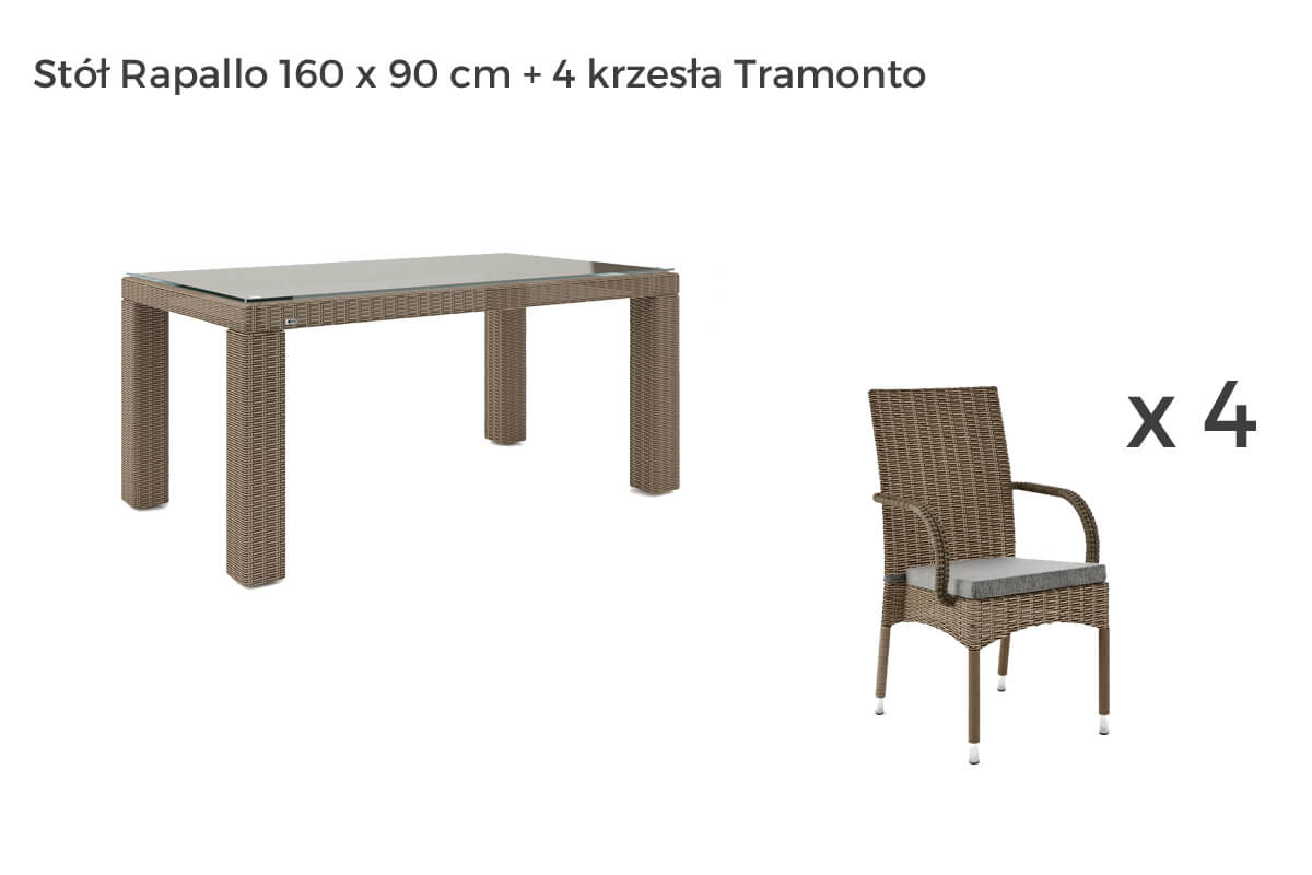 Rapallo Tramonto meble ogrodowe technorattan zestaw obiadowy 4-8 osób, wariant 7294 Oltre
