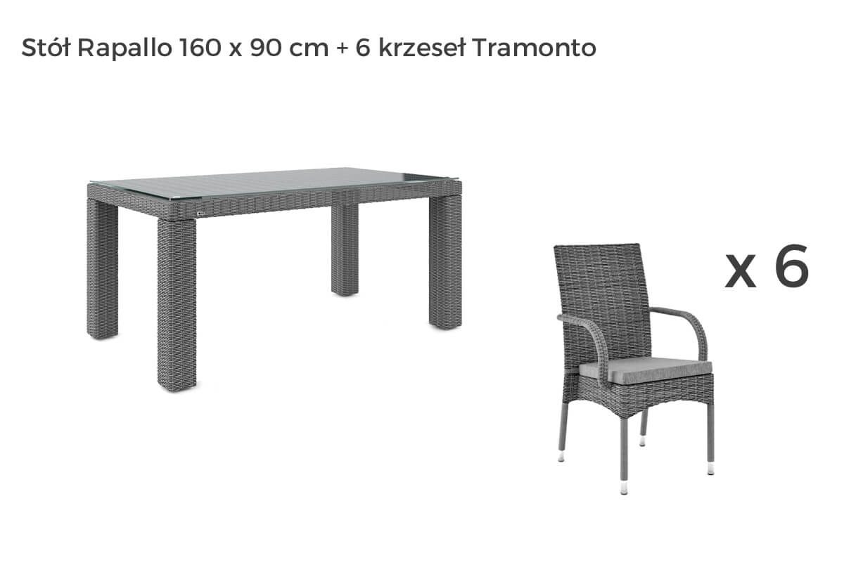 Rapallo Tramonto meble ogrodowe technorattan zestaw obiadowy 4-8 osób, wariant 7290 Oltre