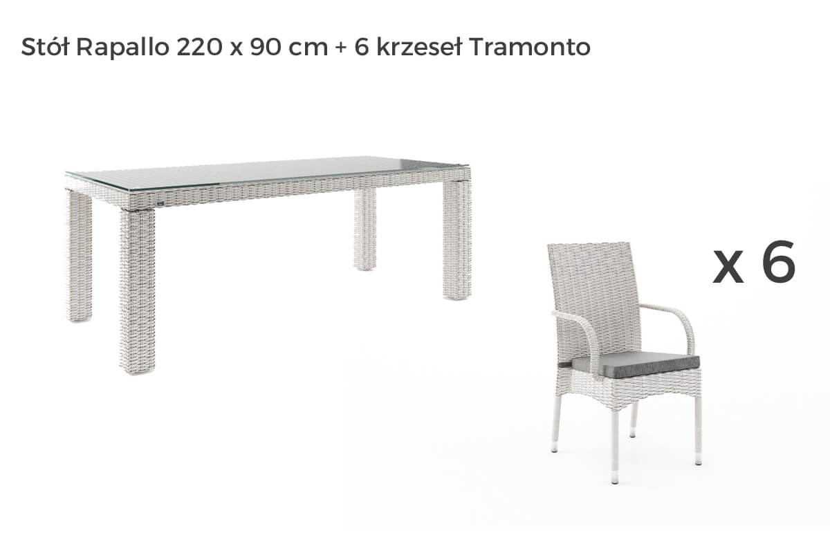 Rapallo Tramonto meble ogrodowe technorattan zestaw obiadowy 4-8 osób, wariant 7286 Oltre