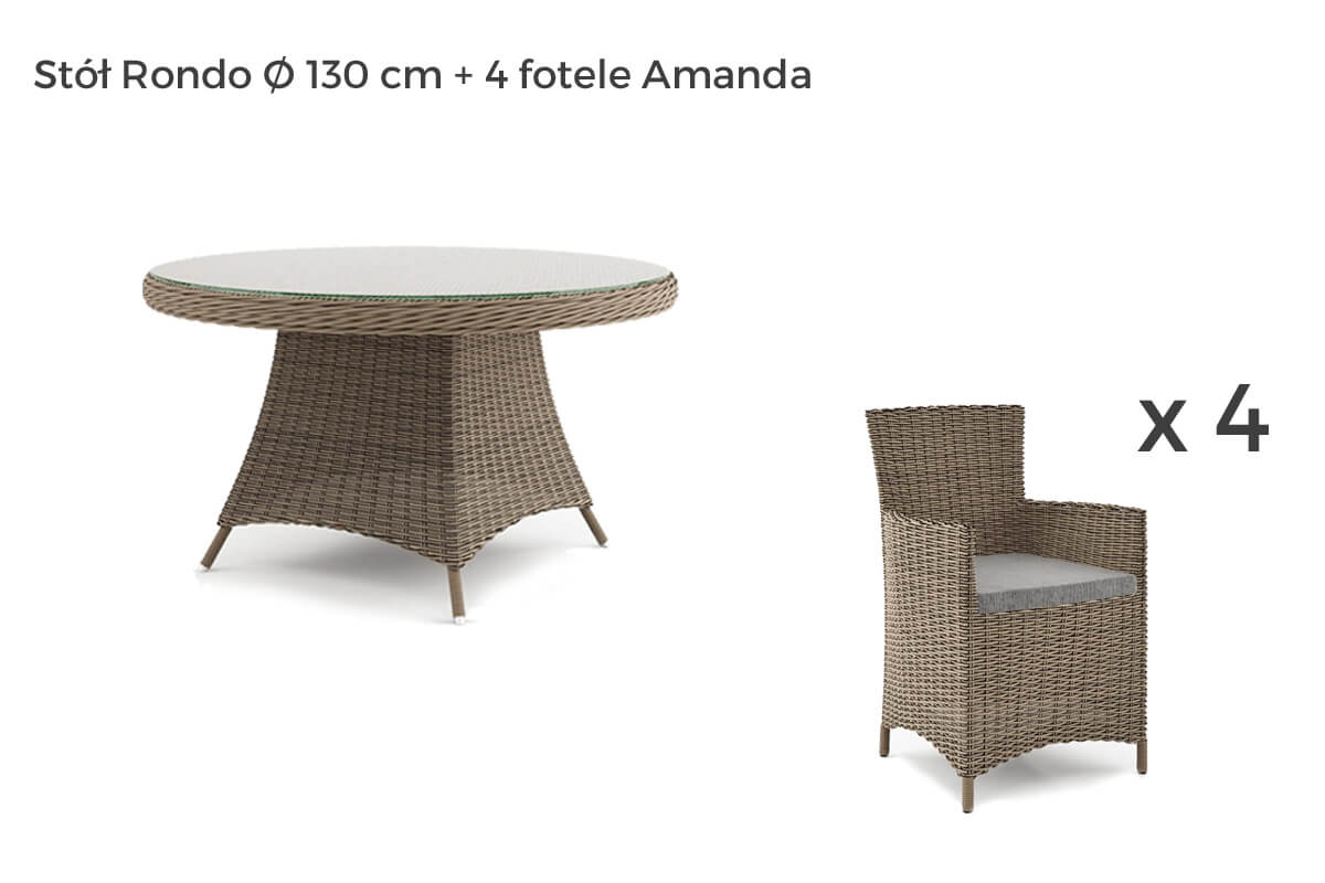 Rondo Amanda meble ogrodowe technorattan zestaw obiadowy 4-8 osób, wariant 7417 Oltre