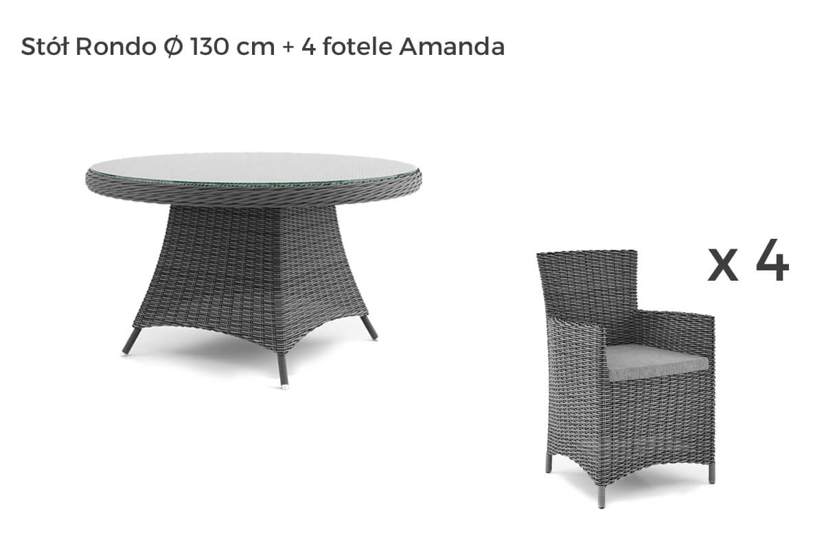 Rondo Amanda meble ogrodowe technorattan zestaw obiadowy 4-8 osób, wariant 7416 Oltre