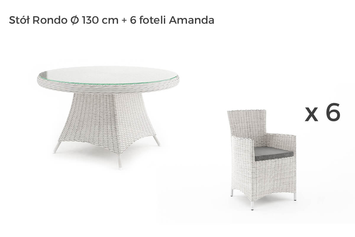 Rondo Amanda meble ogrodowe technorattan zestaw obiadowy 4-8 osób, wariant 7412 Oltre