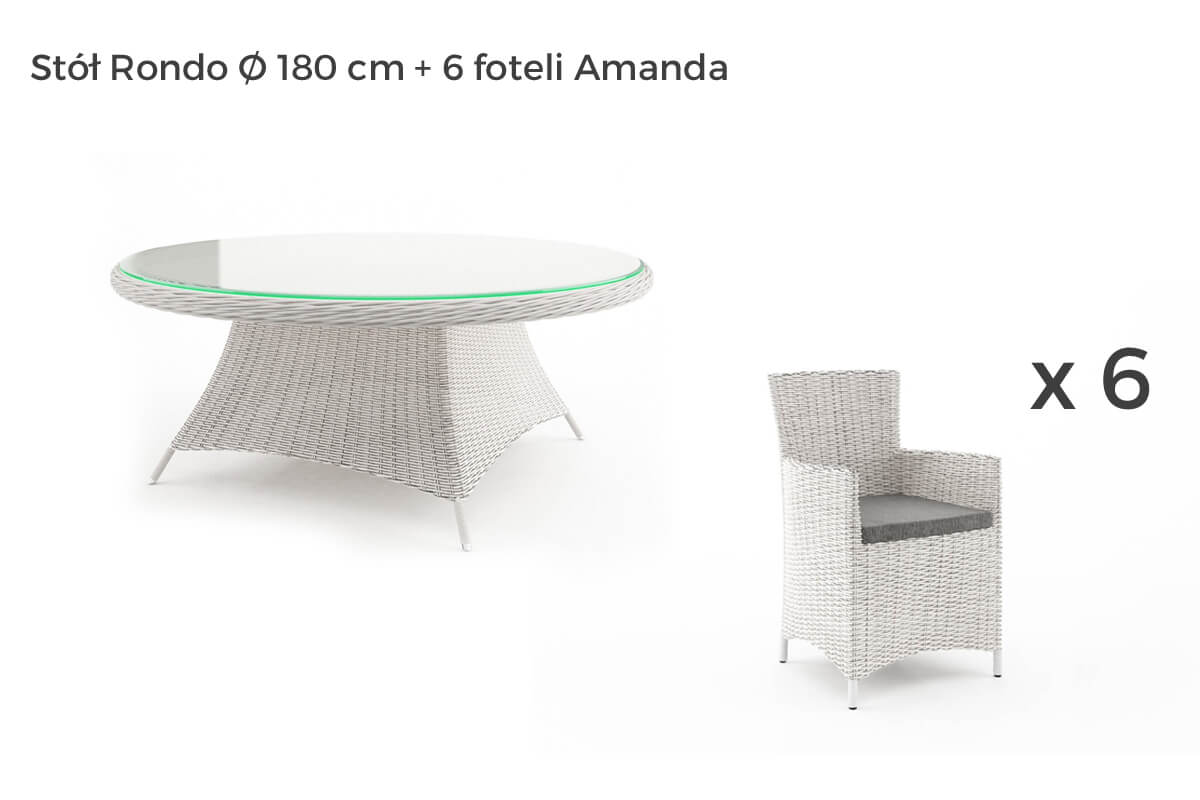 Rondo Amanda meble ogrodowe technorattan zestaw obiadowy 4-8 osób, wariant 7409 Oltre