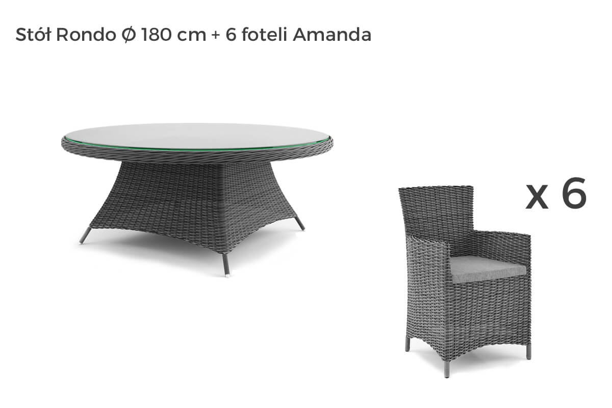 Rondo Amanda meble ogrodowe technorattan zestaw obiadowy 4-8 osób, wariant 7410 Oltre