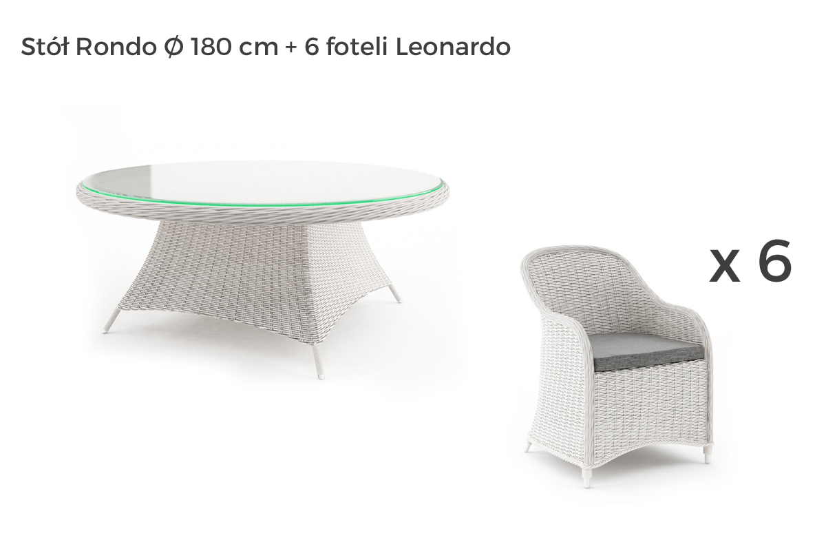 Rondo Leonardo meble ogrodowe technorattan zestaw obiadowy 4-8 osób, wariant 7369 Oltre