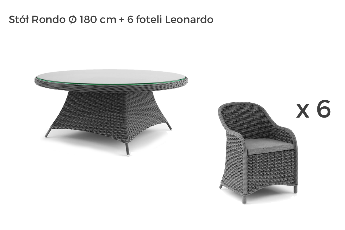 Rondo Leonardo meble ogrodowe technorattan zestaw obiadowy 4-8 osób, wariant 7370 Oltre