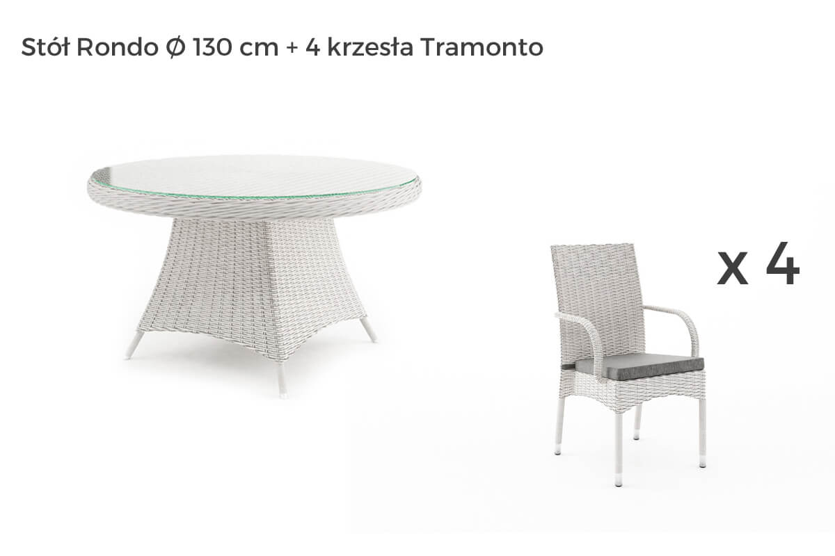 Rondo Tramonto meble ogrodowe technorattan zestaw obiadowy 4-8 osób, wariant 7443 Oltre