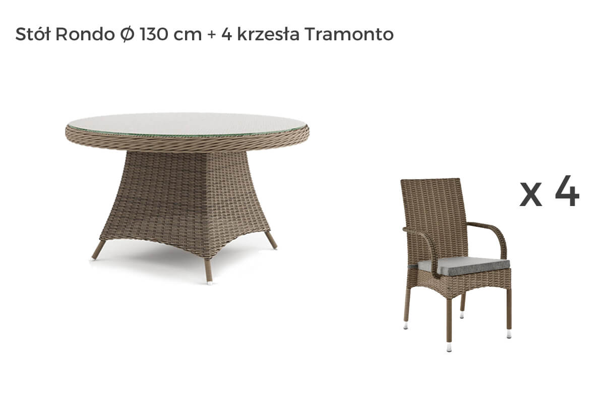 Rondo Tramonto meble ogrodowe technorattan zestaw obiadowy 4-8 osób, wariant 7445 Oltre