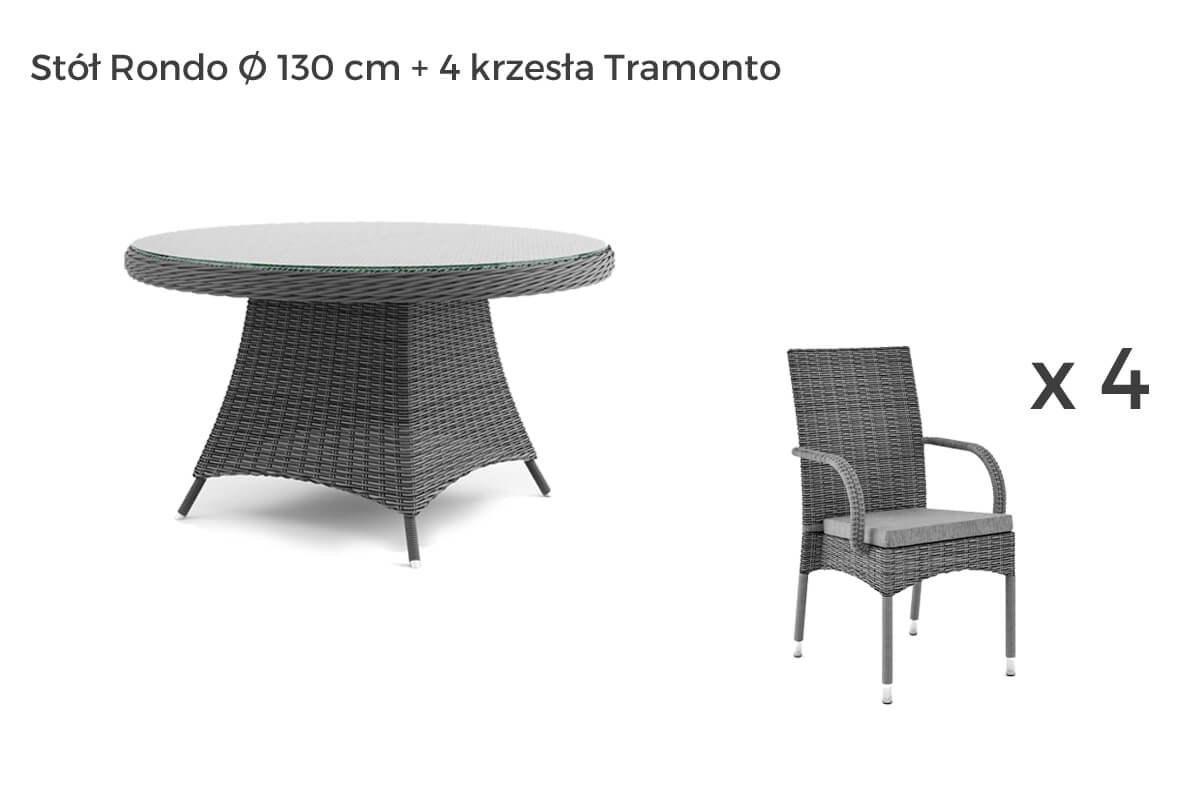 Rondo Tramonto meble ogrodowe technorattan zestaw obiadowy 4-8 osób, wariant 7444 Oltre