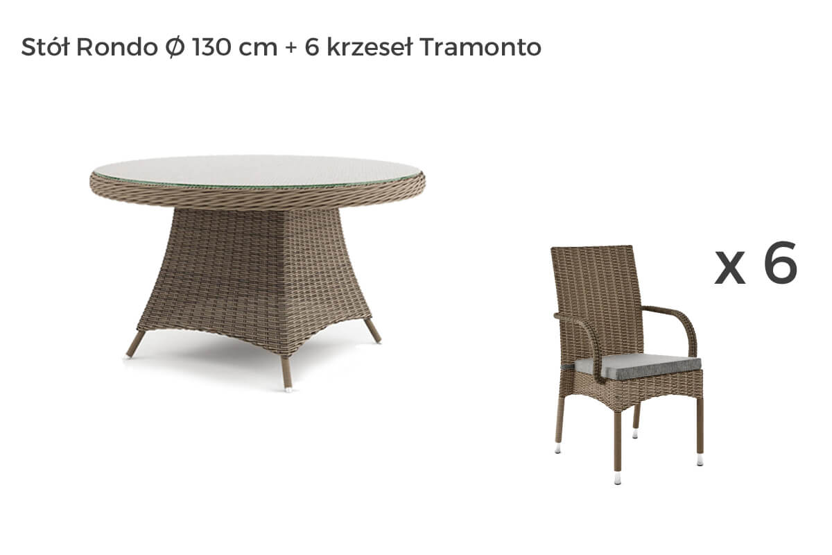 Rondo Tramonto meble ogrodowe technorattan zestaw obiadowy 4-8 osób, wariant 7442 Oltre