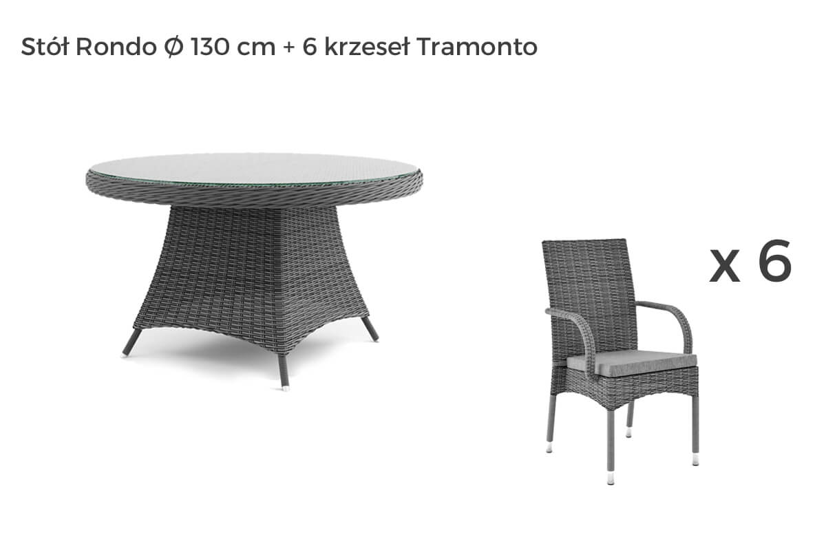 Rondo Tramonto meble ogrodowe technorattan zestaw obiadowy 4-8 osób, wariant 7441 Oltre