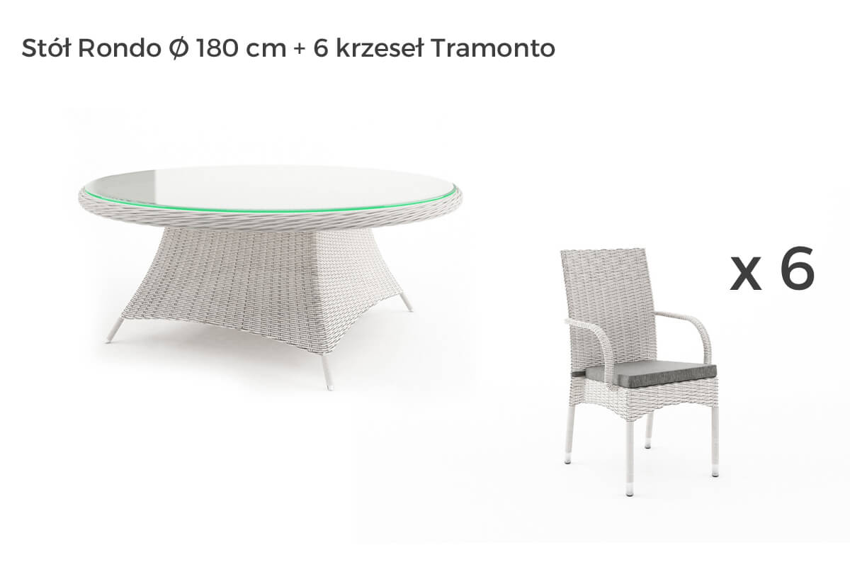 Rondo Tramonto meble ogrodowe technorattan zestaw obiadowy 4-8 osób, wariant 7437 Oltre