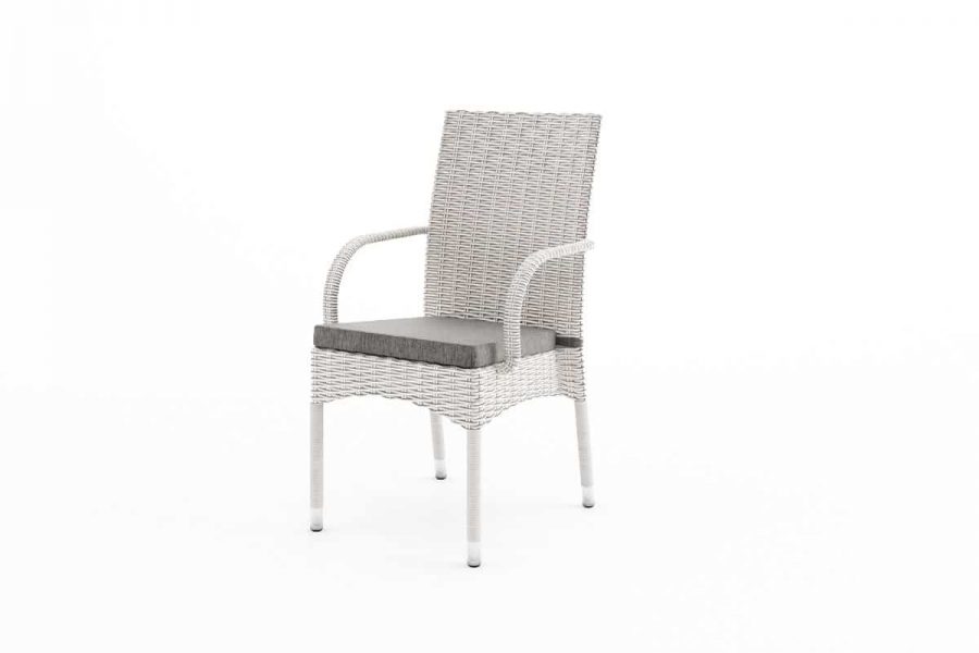 Tramonto krzesło ogrodowe z technorattanu z podłokietnikami kolor biały Oltre