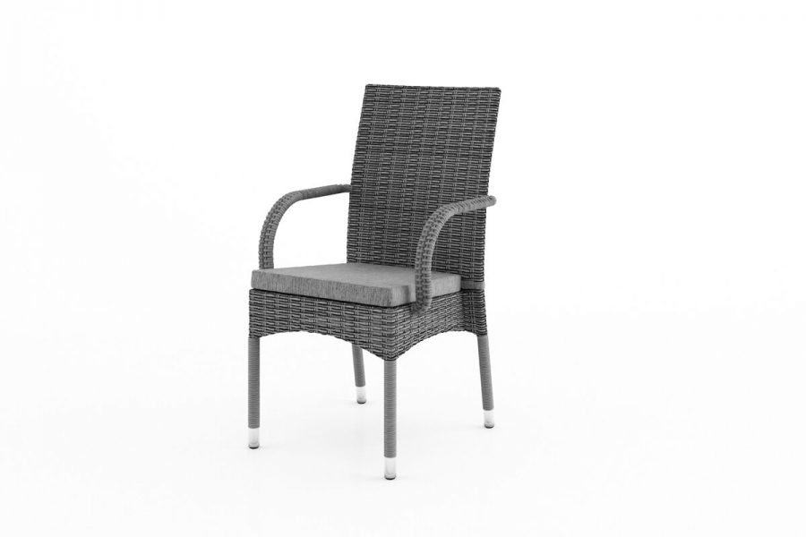 Tramonto krzesło ogrodowe z technorattanu z podłokietnikami kolor szary Oltre