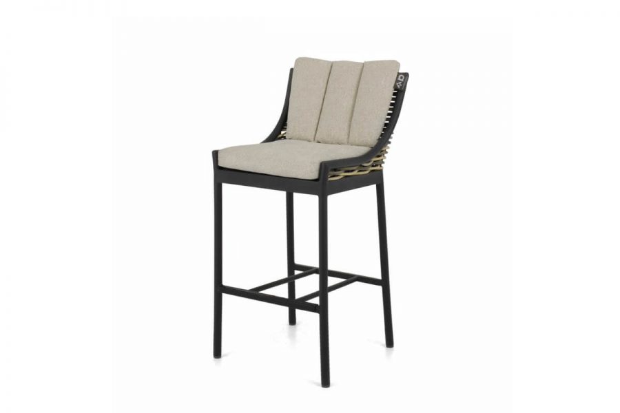 Milou luksusowy zestaw barowy technorattan aluminium - krzesło barowe, ogrodowe z technorattanu