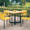Jakarta zestaw stołowy do ogrodu dla 4 osób - stół kwadratowy + 4 krzesła ogrodowe Jakarta Lemon (żółte)