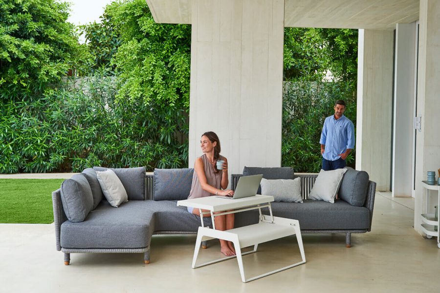 Moments narożna sofa ogrodowa sofa podwójna lewa Cane-line luksusowe meble ogrodowe