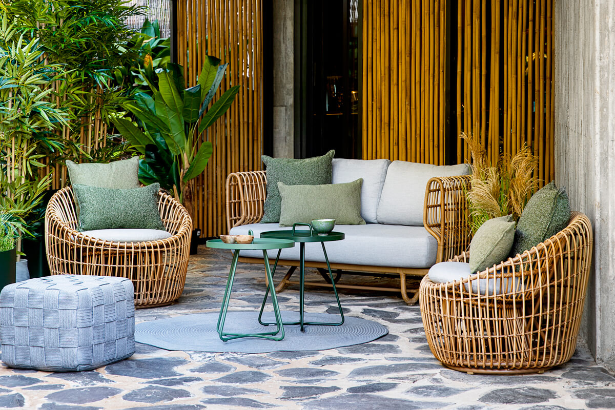 Nest okrągły fotel z technorattanu sofa ogrodowa fotel | Kolekcja Cane-line luksusowe meble ogrodowe
