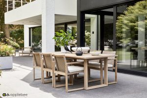 Antigua luksusowy zestaw obiadowy z drewna teakowego stół ogrodowy 6 krzeseł Apple Bee
